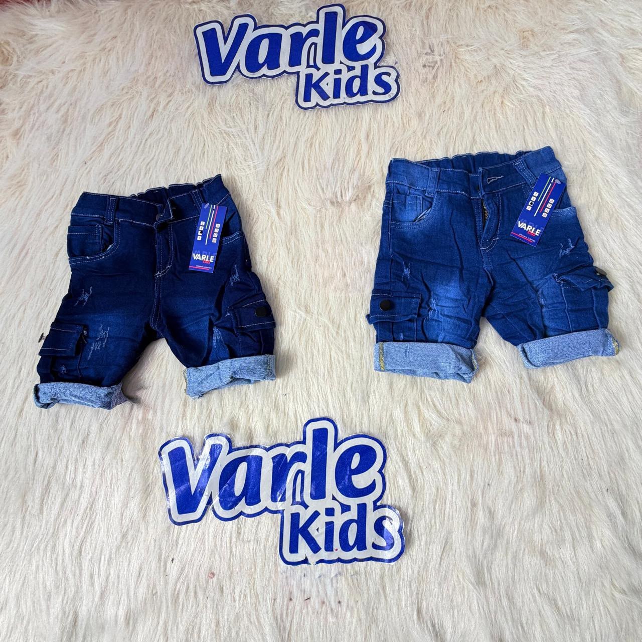 Bermuda Niño Denim Cargo con Puños y Desgastes