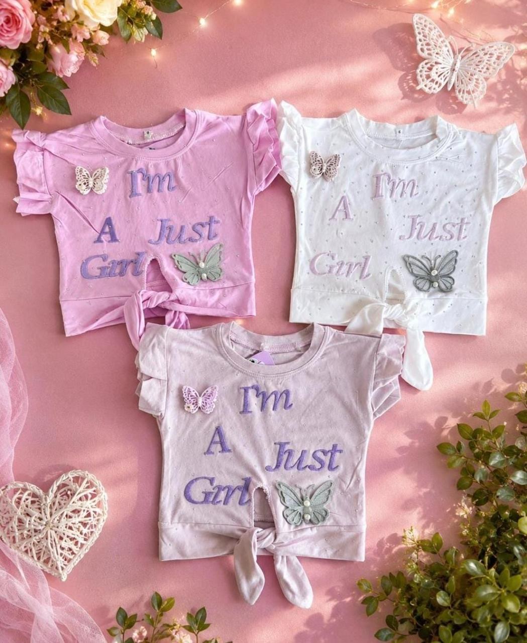 Blusa Piel Durazno 'I'm Just a Girl' con Mariposas
