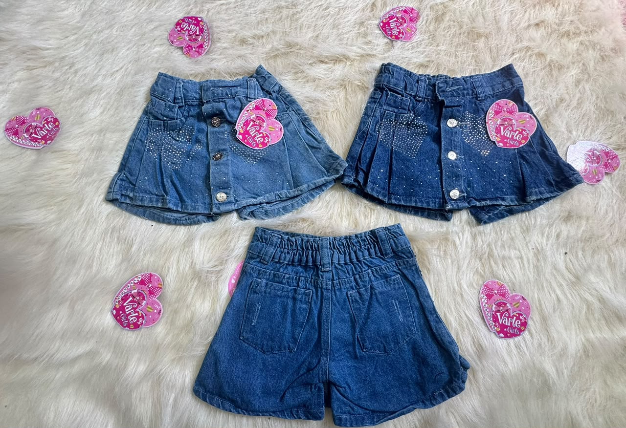 Falda Short Denim Clásica con Botones y Bolsillos