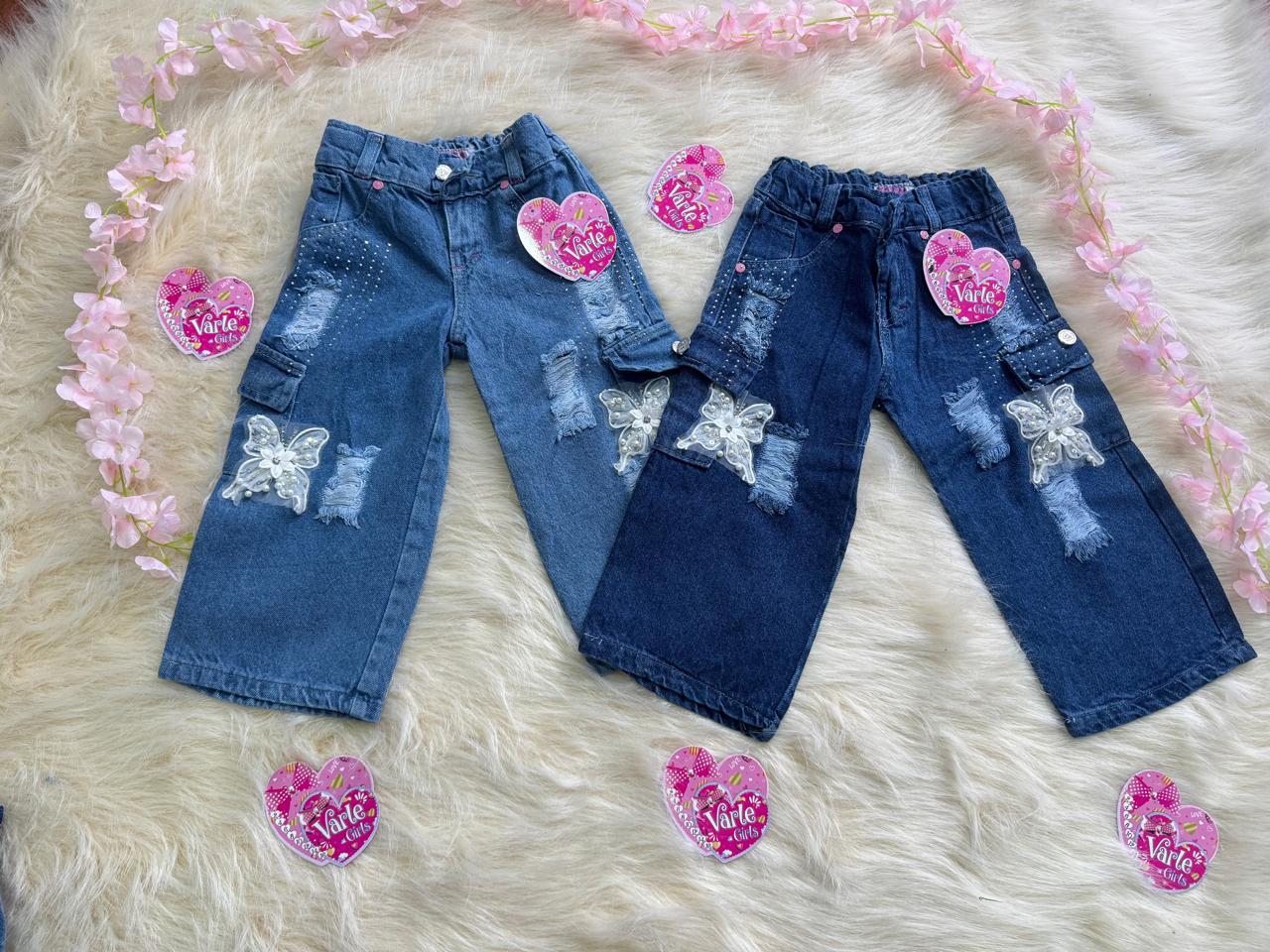 Pantalón Denim Cargo con Lazos